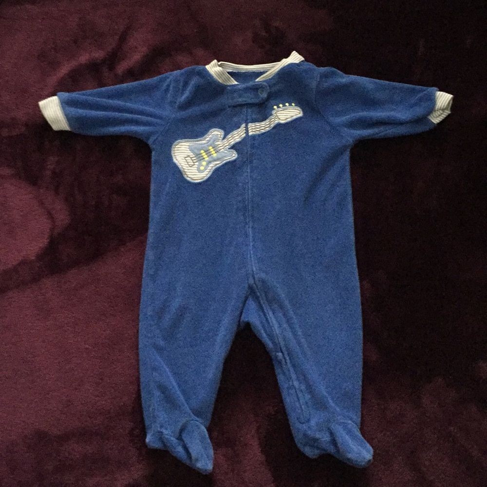 Carter’s Blue Guitar Pajamas 3 Months Warm Soft Zip Up